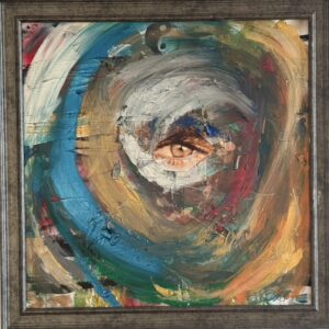 In The Watcher, David Glenn confronts the unrelenting gaze of society, embedding a hyper-realistic eye within a storm of chaotic brushstrokes. The swirling colors represent internal unrest—expectations, judgment, and the relentless noise of performance. The eye stares back at the viewer, challenging their complicity.This work isn’t meant to comfort; it’s meant to disrupt. Glenn channels his own sense of exposure and alienation, turning personal anguish into a confrontational visual dialogue. As he puts it, “If you don’t feel a little uncomfortable, you’re not really seeing it.”
